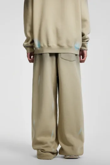 C-26021 Color Spray Washed Distressed Fleece Casual Trousers