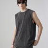C-HL2424 Distressed Batik Raw Edge Tank Top