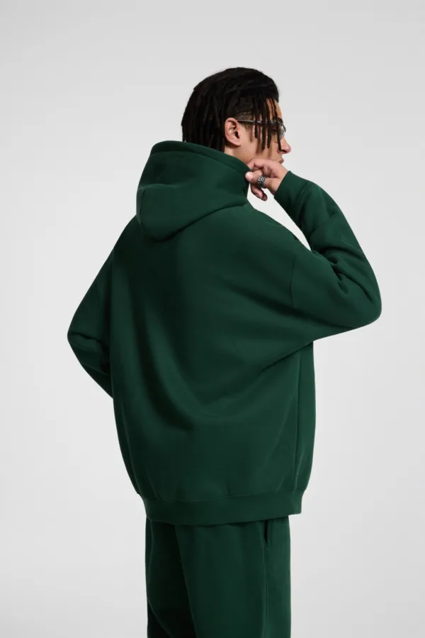 C-HL23805 Fleece-Lined Thickened Loose-Fit Zip-Up Hooded Sweatshirt