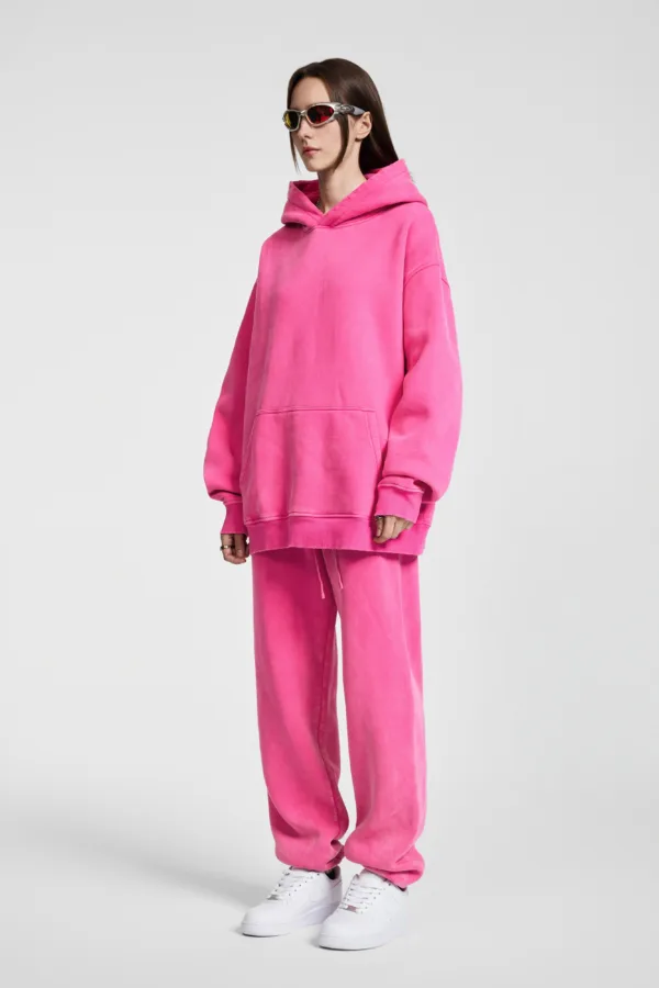 C-23842 + C-23843 Batik Wash Vintage Distressed Fleece Hoodie Two-Piece Set