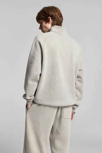 C-265 Fleece Lined Monkey Wash Half-Zip Stand-Up Collar Sweatshirt