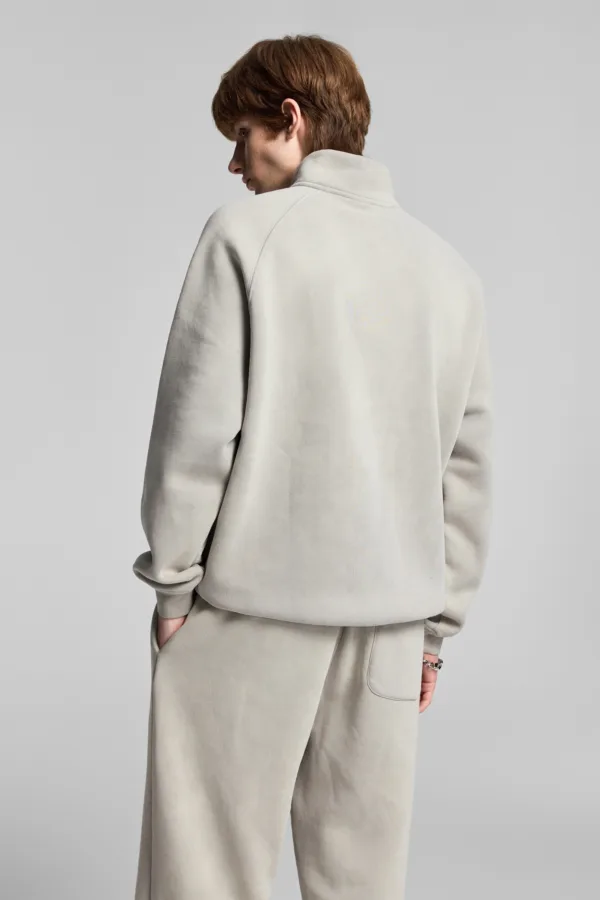 C-265 Fleece Lined Monkey Wash Half-Zip Stand-Up Collar Sweatshirt