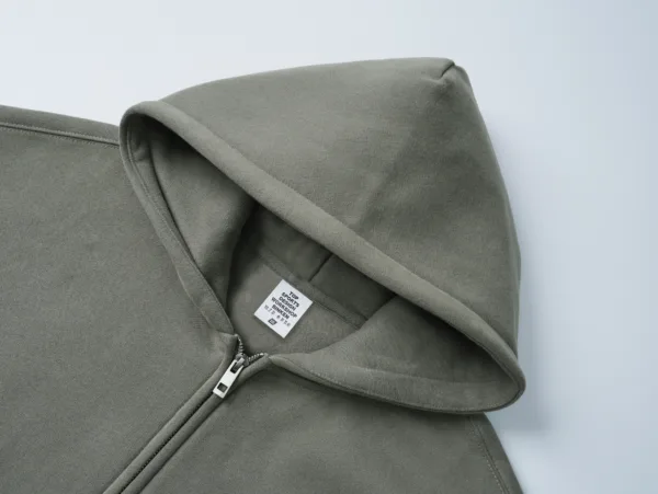 C-HL23805 Fleece-Lined Thickened Loose-Fit Zip-Up Hooded Sweatshirt