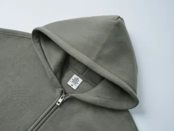 C-HL23805 Fleece-Lined Thickened Loose-Fit Zip-Up Hooded Sweatshirt