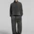 C-265 Fleece Lined Monkey Wash Half-Zip Stand-Up Collar Sweatshirt