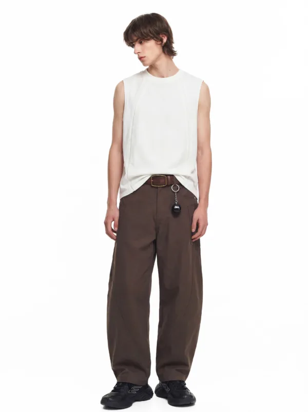 C-S26010 Multi-Pocket Wide-Leg Woven Cargo Trousers
