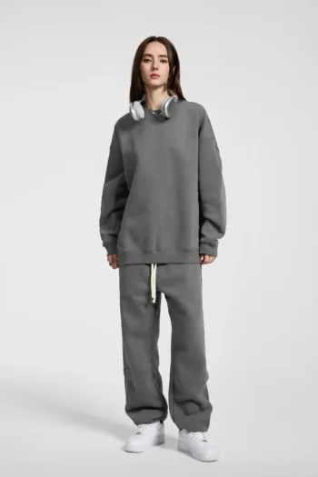 C-HL23803 Fleece-Lined Thickened Loose Crewneck Sweatshirt