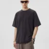 C-S26004 Distressed Raw Hem Washed Vintage T-Shirt