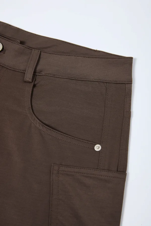 C-S26010 Multi-Pocket Wide-Leg Woven Cargo Trousers