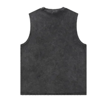 C-HL2424 Distressed Batik Raw Edge Tank Top 230GSM