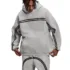 C-HL1221 Snow Wash Distressed Seam Colorblock Tape Fleece Hoodie
