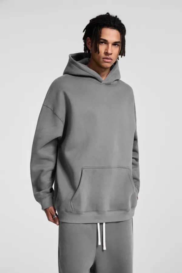 C-HL23807 Fleece-Lined Thickened Loose-Fit Hooded Sweatshirt