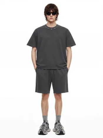 C-S26005 Vintage Washed Crew Neck Rivet 285GSM T-Shirt