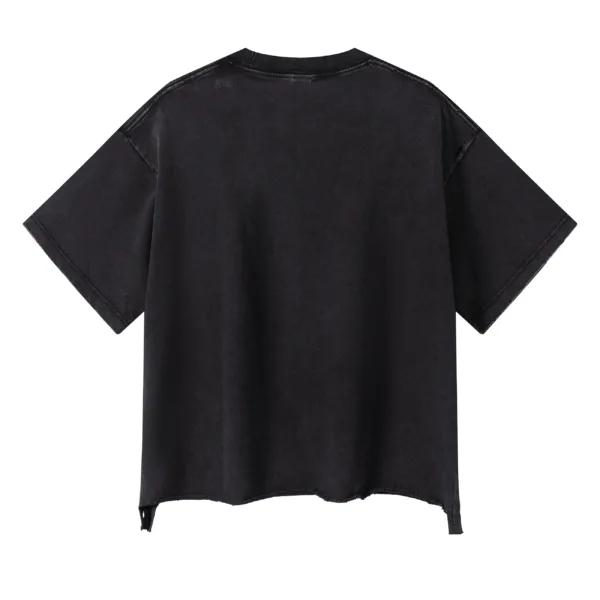 C-S26004 Distressed Raw Hem Washed Vintage T-Shirt