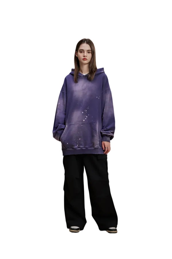 C-HL1223 Monkey Spray Faded Irregular Eroded Heavy Distressed Hoodie