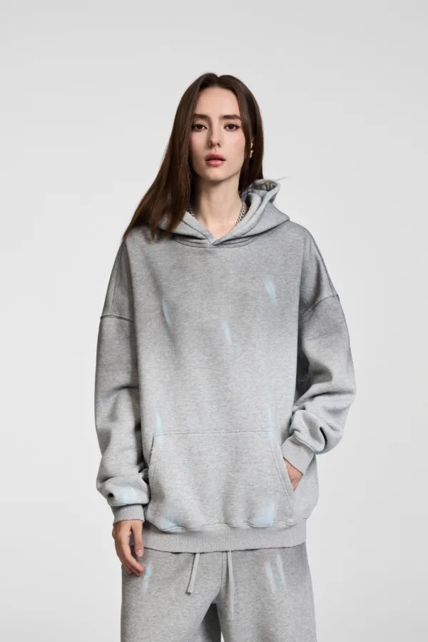 C-25311 Graffiti Splatter Distressed Fleece Hoodie