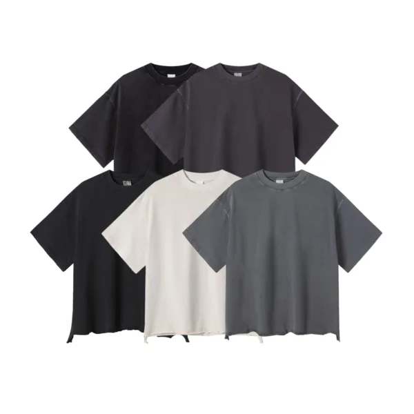 C-S26004 Distressed Raw Hem Washed Vintage T-Shirt