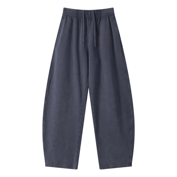 C-K1162 Heavyweight Washed Distressed Pure Cotton Loose Barrel Pants