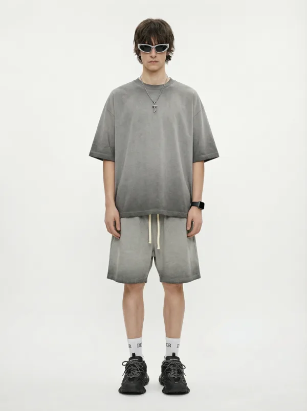 C-HL1237+1238 Heavyweight Washed Vintage Casual Two-Piece Set