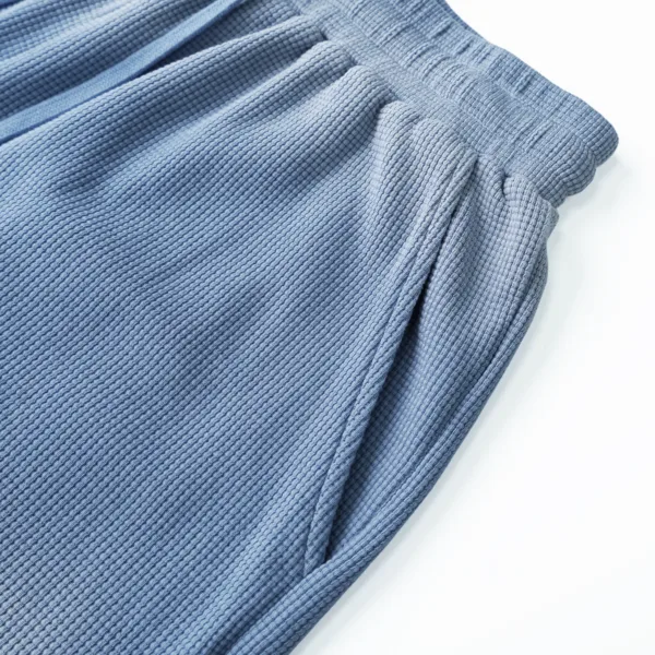 C-K1173 + C-K1174 Waffle Knit Contrast Topstitch Monkey Wash Fade Gradient Two-Piece Set