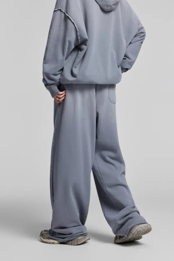 C-1282 Raw Hem Patchwork Distressed Monkey Wash Casual Trousers