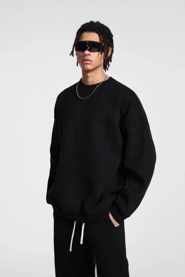 C-HL23803 Fleece-Lined Thickened Loose Crewneck Sweatshirt