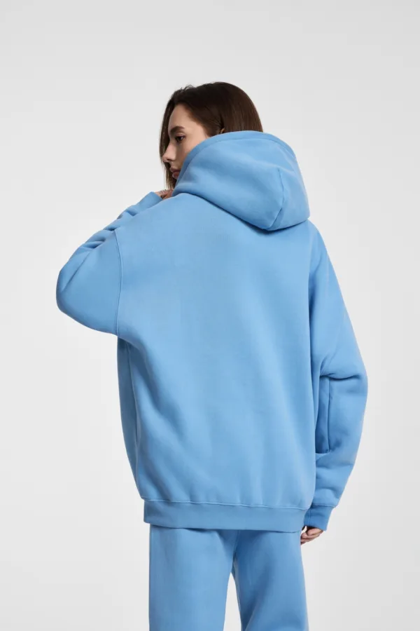 C-HL23805 Fleece-Lined Thickened Loose-Fit Zip-Up Hooded Sweatshirt