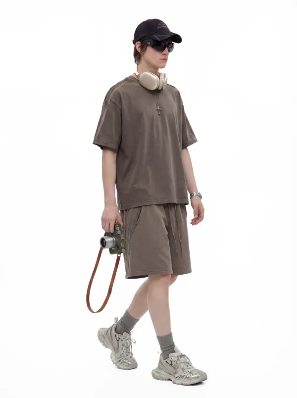 C-S26009 Sporty Striped Washed Vintage T-Shirt