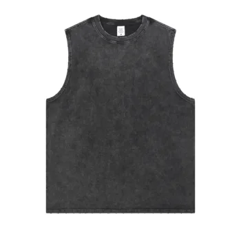 C-HL2424 Distressed Batik Raw Edge Tank Top 230GSM