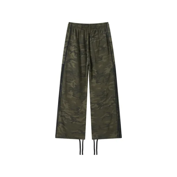 C-S26014 Heavyweight Camouflage Patchwork Drawstring Wide-Leg Pants