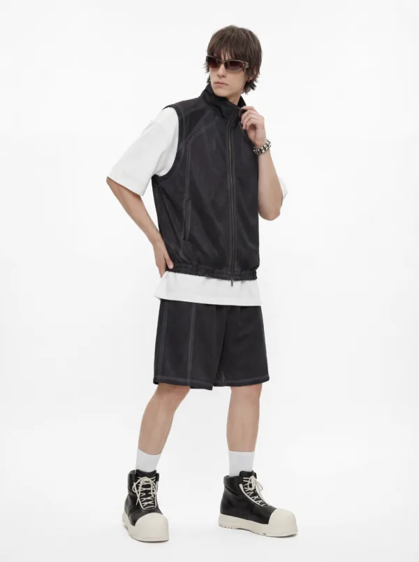 C-2049 + C-3225 Mesh Vintage Washed Fleece Hoodie Two-Piece Set