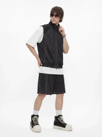 C-2049 + C-3225 Mesh Vintage Washed Fleece Hoodie Two-Piece Set