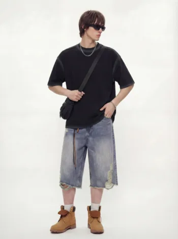 C-HL1234 Spray-Dyed Washed Distressed 250GSM T-Shirt
