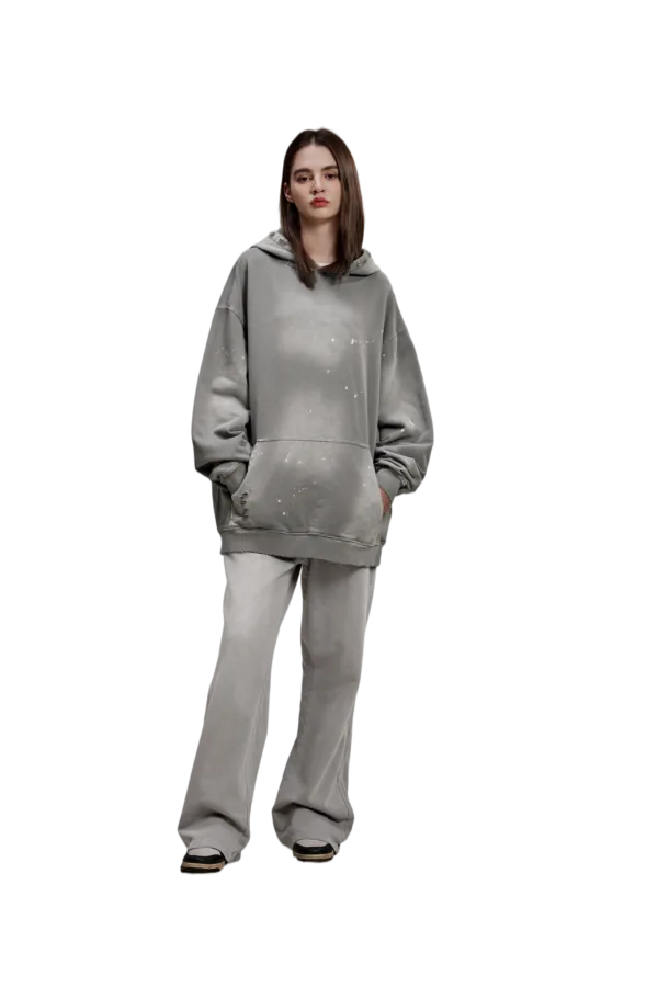 C-HL1223 Monkey Spray Faded Irregular Eroded Heavy Distressed Hoodie