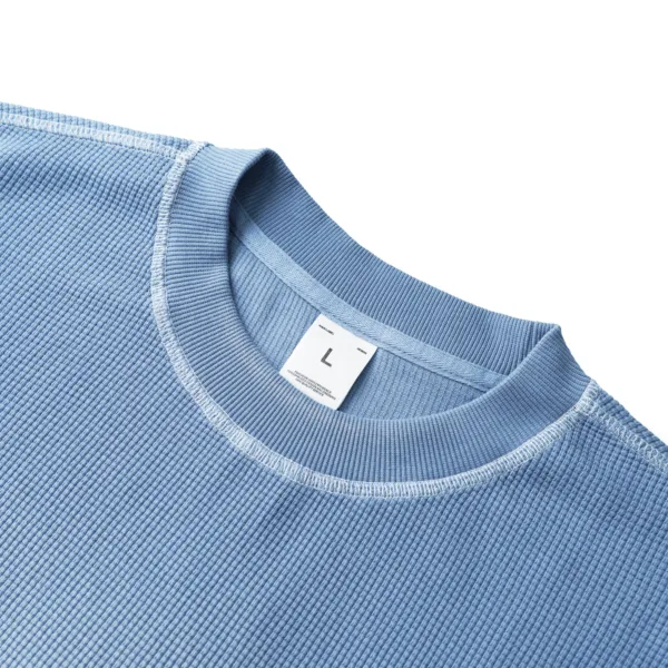 C-K1173 + C-K1174 Waffle Knit Contrast Topstitch Monkey Wash Fade Gradient Two-Piece Set