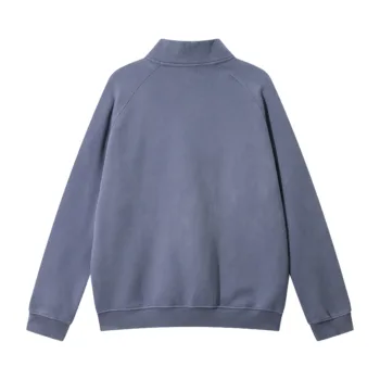 C-265 Fleece Lined Monkey Wash Half-Zip Stand-Up Collar Sweatshirt