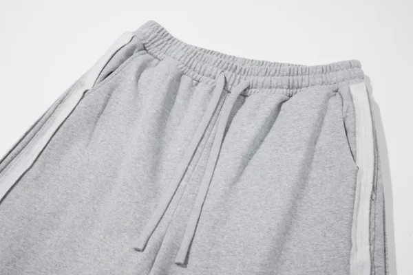 C-90989 Raw Hem Tape Spliced Loose Straight Casual Trousers