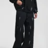C-26021 Color Spray Washed Distressed Fleece Casual Trousers