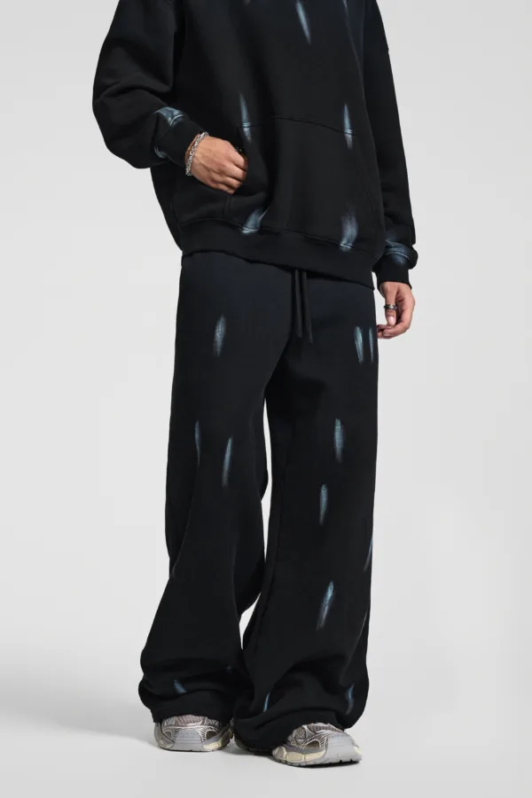 C-26021 Color Spray Washed Distressed Fleece Casual Trousers