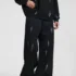 C-26021 Color Spray Washed Distressed Fleece Casual Trousers