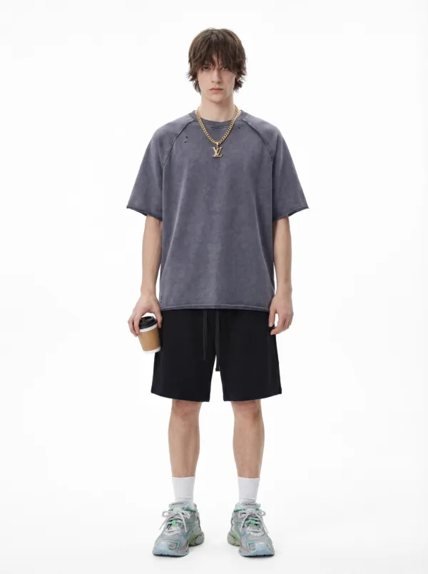 C-HL1243 Batik Raglan Raw Hem T-Shirt