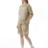 C-K1173 + C-K1174 Waffle Knit Contrast Topstitch Monkey Wash Fade Gradient Two-Piece Set