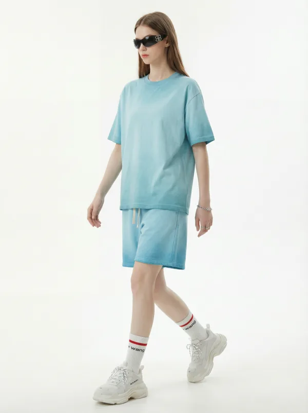 C-HL1237+1238 Heavyweight Washed Vintage Casual Two-Piece Set