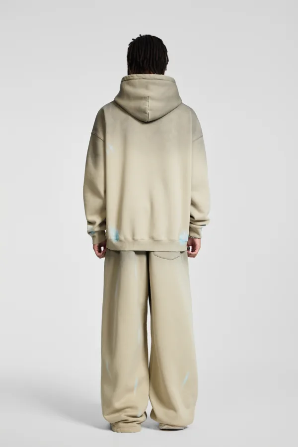 C-25311 Graffiti Splatter Distressed Fleece Hoodie