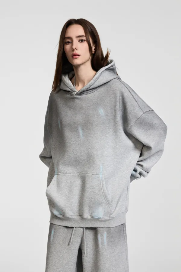 C-25311 Graffiti Splatter Distressed Fleece Hoodie