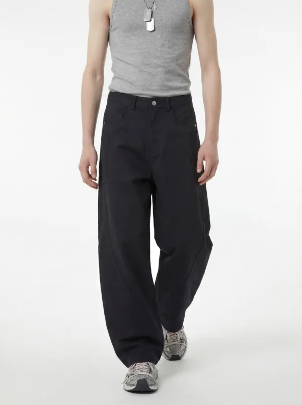 C-S26010 Multi-Pocket Wide-Leg Woven Cargo Trousers