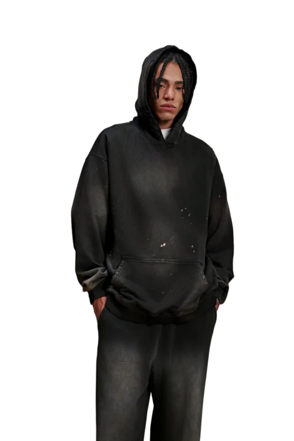 C-HL1223 Monkey Spray Faded Irregular Eroded Heavy Distressed Hoodie