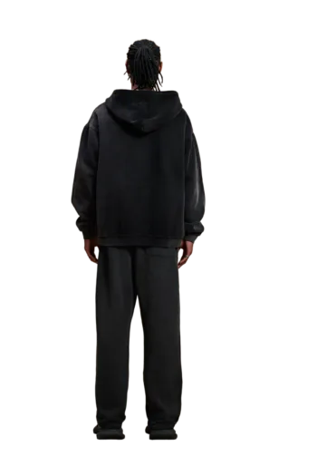 C-1227 + C-1228 Monkey Wash Color-Block Contrast Webbing Fleece Hoodie Two-Piece Set