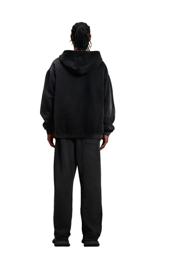 C-HL1227 Monkey Wash Color-Blocked Woven Tape Zip-Up Hoodie