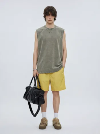 C-HL2424 Distressed Batik Raw Edge Tank Top 230GSM